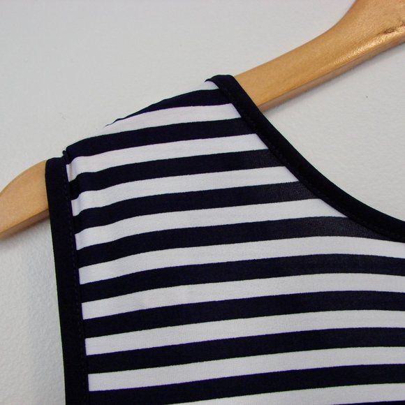 Maxi Dress Nautical Cruise Blue White Stripe Tall Sleeveless by Spanner Medium - Picture 15 of 16